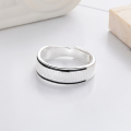 wholesale S925 Silver Japanese Korean Minimalist Resin Black Edge Irregular Texture Trendy Versatile Open Ring-0-2