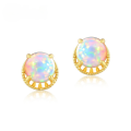 wholesale S925 Sterling Silver Summer New Simple Retro Synthetic Opal Stud Earrings High-end Wholesale from Manufacturer-0-0