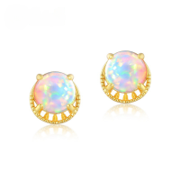 wholesale S925 Sterling Silver Summer New Simple Retro Synthetic Opal Stud Earrings High-end Wholesale from Manufacturer-10K gold + swimming paint  925 silver