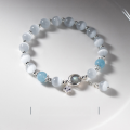 wholesale S925 Sterling Silver Small Fresh Synthetic Cat's Eye Stone Aquamarine Bracelet with a Sense of Design S6494-0-0