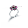 wholesale S925 silver designer gemstone ring adjustable, floral blooming high-end natural amethyst ring-0-4