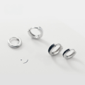 wholesale S925 silver black and white drip glaze ear clips Korean version minimalist and stylish small hoop earrings cartilage stud earrings E7020-0-2