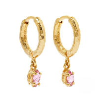 wholesale S925 Sterling Silver Fashion High-end Wrinkle-style Zircon Ear Hoops,。-Gold-Pink Diamond 925 Silver