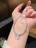 wholesale 999 Silver Lucky Bamboo Knot Agate and Broken Silver Bracelet for Women, Minimalist New Chinese Style Beaded Bracelet-0-21