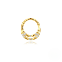 wholesale S925 Sterling Silver Double Row Zircon Ear Cartilage Claw Clip Love Piercing Stud Hoop-Single gold #1