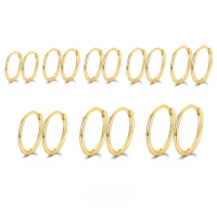 wholesale 925 Sterling Silver Minimalist Smooth Light Luxury High-end Ear Hoops, Round INS Geometric Plain Circle Unisex Earrings-Platinum 8mm outer diameter 6mm inner diameter