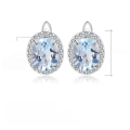 wholesale S925 Silver Natural Sky Blue Topaz Stud Earrings Light Luxury Fashion High-End Gemstone Ear Jewelry-0-1