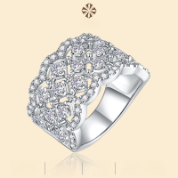 wholesale S925 silver cross-border trendy new women's ring with moissanite, luxurious and high-end, hot-selling in European and American foreign trade-Moissanite>US No. 5