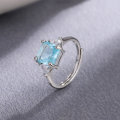 wholesale S925 silver Japanese and Korean pop fashion ring set with imitation natural topaz aquamarine stone, exuding a single trendsetter's temperament-0-0