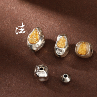wholesale Sterling Silver Gold-Plated Yellow Wealth God Buddha Bead Bracelet BeiYun Matching Beads Accessories Buddhist Beads Xingyue Vajra Pure Silver Ornaments-Thai Silver UFO