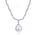 wholesale S925 silver 16mm round white pearl pendant cross-border new European minimalist style 42cm necklace-0-0