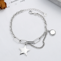 wholesale S925 Sterling Silver Korean-style Chain Linked Star Tassel Charm Goodluck Bracelet-YS100/approx. 9.15g 925 silver