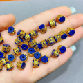 wholesale S925 silver gold-plated natural lapis lazuli accessory spacer bead hand plaque drop bracelet necklace DIY semi-finished product-0-13