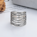 wholesale S925 Sterling Silver Multi-Layer Wrapped Ring for Women, Korean Style Heavy Duty Adjustable Open Ring Trendy Index Finger Ring-0-1