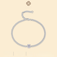 wholesale 925 Silver Metal Cross-Border New Product Cuban Bracelet for Women, Niche Design, Light Luxury Hip-Hop Style, Moissanite Jewelry Hot-Selling in Europe and America-Moissanite 5*7mm