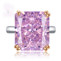 wholesale 925 Silver New Jewelry Imported High Carbon Diamond Powder Diamond Ice Flower Cut 14*16 Large Carat European and American Ring-R671 Pink Diamond>No. 5