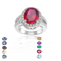 wholesale S925 sterling silver luxurious design-inspired multicolored lab-grown ruby ring, European and American vintage gemstone ring for women-0-7
