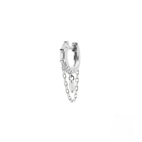 wholesale S925 Sterling Silver Geometric Tassel Chain Square Zircon Pendant Earrings-Single platinum-white diamond 925 silver