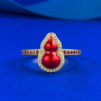 wholesale S925 Silver New Chinese Retro Hawthorn Berry Ring for Women, Flattering Design, Cross-Border Best Seller-R1456 Red Gourd Ring Size 8