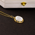 wholesale Gold-plated 925 Sterling Silver Japanese-style Light Luxury White Shell Crystal Pendant Women's Minimalist Versatile Necklace Drop Shipping-0-3