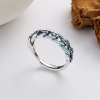 wholesale S925 Cuban chain design colorful ins-style resin inlaid zircon ring trendy Korean-style ring-YFJ845/approx. 3.4g>Adjustable opening