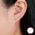 wholesale S925 Sterling Silver Cross-border Exclusive Minimalist Versatile Stud Earrings for Women with Zirconia Small and Delicate Ear Piercing Healing Earrings Wholesale-0-1
