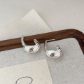 wholesale S925 Sterling Silver Geometric Earrings with Hammered Textured Design, Minimalist Style, Small Batch, Intricate Craftsmanship, and Premium Feel-0-1