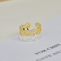 wholesale S925 Sterling Silver Gold-Plated New Chinese Style Adjustable Ruyi Ring for Women, National Trendy-0-3