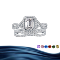 wholesale S925 Silver 2-Carat Full Diamond Moissanite Emerald Cut Ring for Women, High-End Cross-Border Moissanite Jewelry with European and American Aesthetic-0-0