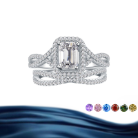 wholesale S925 Silver 2-Carat Full Diamond Moissanite Emerald Cut Ring for Women, High-End Cross-Border Moissanite Jewelry with European and American Aesthetic-2 carats (white)  US size 10
