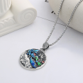 wholesale S925 silver resin enamel lotus and dragonfly pendant with rotating heart-shaped scripture back and ethnic style-0-2