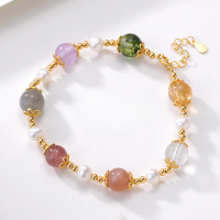 wholesale 925 Silver New Chinese-style Multicolored Stone Beaded Bracelet for Women, Ins Niche Design Sweet Hand Chain Trendy Bestie Jewelry-Small fresh multicolored stone bracelet/9.85g&gt;SL010717