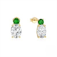 wholesale 925 Sterling Silver New Classic Luxury Zircon-encrusted Emerald Stud Earrings,。-Gold #1-Green Diamond 925 Silver