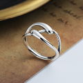 wholesale S925 Sterling Silver Minimalist Design Cross Ring in Cold Tone Style, Personalized Light Luxury Elegant Breath Index Finger Ring for Women-0-0