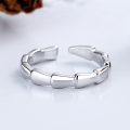 wholesale S925 Sterling Silver Korean-style Light Luxury Bamboo Open Ring, Minimalist Design, Trendy and Versatile Women's Ring-0-2