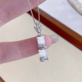 wholesale S925 Sterling Silver Handmade Bamboo Knot Necklace with Cat's Eye Stone New Arrival Versatile Chic Collarbone Chain-0-1