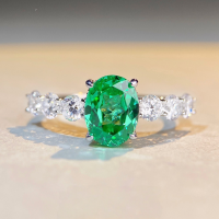 wholesale S925 Sterling Silver Paraiba Green Diamond Ring Full Diamond Band Cross-Border Live Streaming Hit 3 Carat Diamond Ring for Women-Fanta Color-CBJZ011 No.9