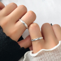 wholesale S925 Sterling Silver Fashion Minimalist Ins Style Straight Bar Satin Finish Full Starry Sky Ring Design Sense Hand Jewelry R02051-0-1
