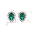 wholesale S925 Silver Plated 18k Gold New Drop 5*7mm Lab-Created Zambian Emerald with High-Carbon Diamond Ear Studs-0-5