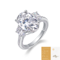 wholesale 925 Silver Cross-Border New Fashionable Light Luxury Women's Non-Fading Oval Moissanite Exquisite Craftsmanship Ring Wholesale-0-6