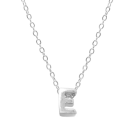 wholesale Metal 925 Silver Plain 26 Letters Pendant Necklace, Ins Luxury Hot-selling Choker-White Gold-E 925 Silver