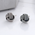 wholesale Sterling Silver S9225 Vintage Aged Geometric Woven Twist Stud Earrings, Ins Exquisite and Versatile Women's Earrings-0-1