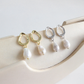 wholesale S925 Sterling Silver ET288 Korean Version Ins Minimalist Feng Shui Baroque Pearl Women's Earrings-0-1