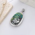 wholesale S990 Silver Ethnic Style Double-Sided Peacock Spreading Its Tail with Prosperity and Wealth Peony DIY Pendant Accessory-0-2