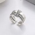 wholesale S925 Sterling Silver Wide Wrap Bondage Good Meaning English Letter Open Ring Hip Hop Style Ring-0-1
