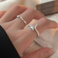 wholesale S925 Sterling Silver Snake Ring for Women, Minimalist Small Design, Cold Style Birth Year Ring, New Korean Version-Irregular model (all sterling silver)
