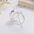 wholesale S925 Silver Fashion Trendy Ins Style Geometric Rhombic Sphere Wide Band Minimalist Versatile Open Ring-0-2