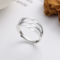 wholesale S925 Sterling Silver Hollowed-out Multi-layer Wavy Line Ring Fashion Street Minimalist Style Designed Jewelry Band-0-0