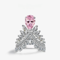 wholesale S925 Silver 2ct Pear-shaped 7*10 Feather Crown High-Carbon Diamond Powder Ring for New Collection by ShiPei Jewelry-0-0