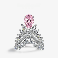 wholesale S925 Silver 2ct Pear-shaped 7*10 Feather Crown High-Carbon Diamond Powder Ring for New Collection by ShiPei Jewelry-Blue 7*10【R-1532】 No.7